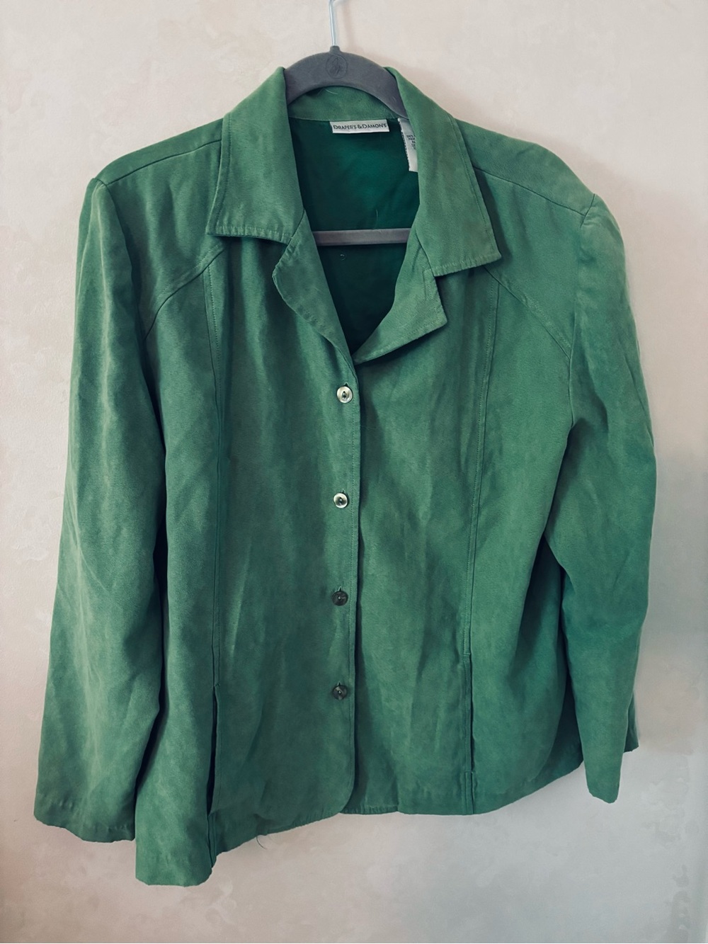 Draper’s & Damon’s Suede-Like Polyester Green Button Front Blazer - XL